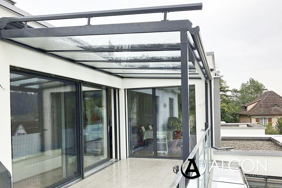 Алюминиевая стеклянная крыша для террасы в Муроме